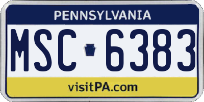 PA license plate MSC6383