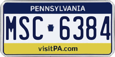 PA license plate MSC6384