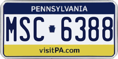 PA license plate MSC6388