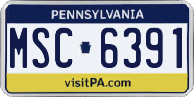 PA license plate MSC6391