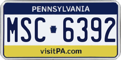 PA license plate MSC6392