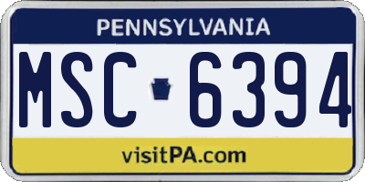 PA license plate MSC6394