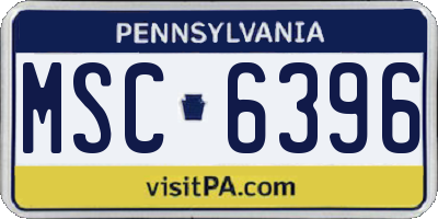 PA license plate MSC6396