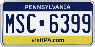 PA license plate MSC6399