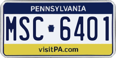 PA license plate MSC6401