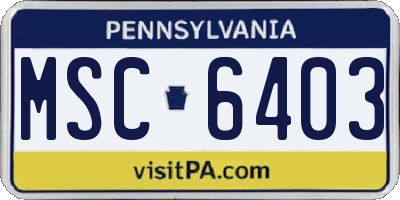 PA license plate MSC6403