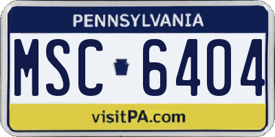 PA license plate MSC6404