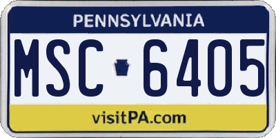 PA license plate MSC6405