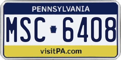 PA license plate MSC6408