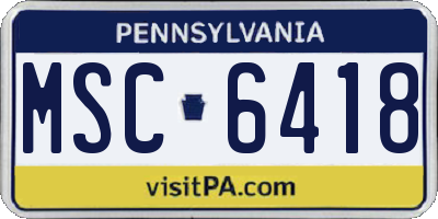 PA license plate MSC6418