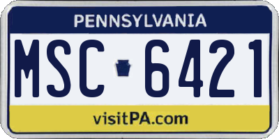 PA license plate MSC6421