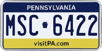 PA license plate MSC6422