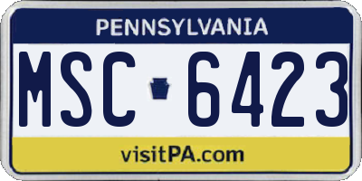 PA license plate MSC6423