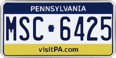 PA license plate MSC6425