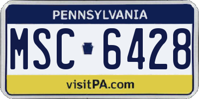 PA license plate MSC6428