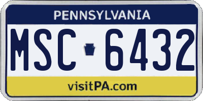 PA license plate MSC6432