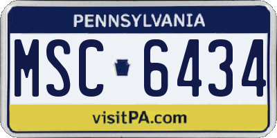 PA license plate MSC6434