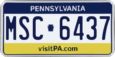 PA license plate MSC6437