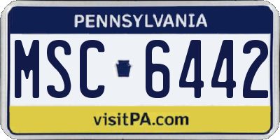PA license plate MSC6442