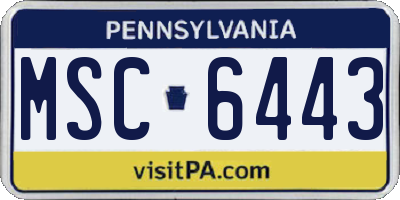 PA license plate MSC6443