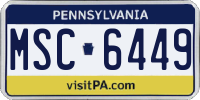 PA license plate MSC6449