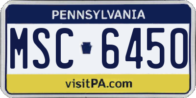 PA license plate MSC6450