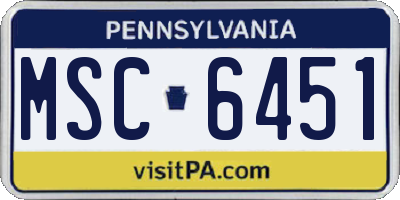 PA license plate MSC6451