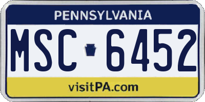 PA license plate MSC6452