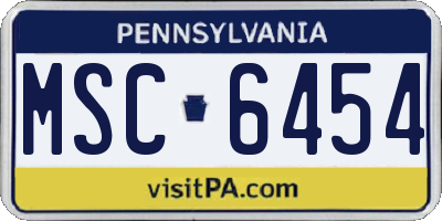 PA license plate MSC6454
