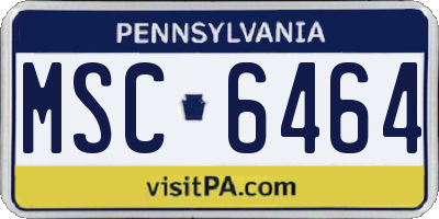 PA license plate MSC6464