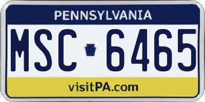 PA license plate MSC6465
