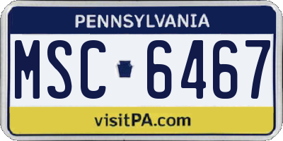 PA license plate MSC6467