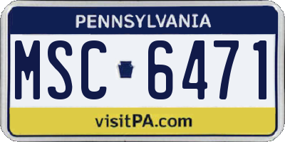 PA license plate MSC6471