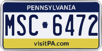 PA license plate MSC6472