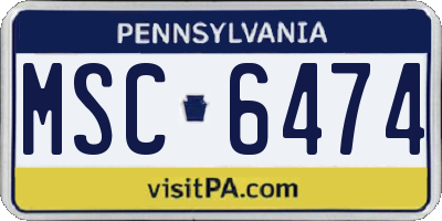 PA license plate MSC6474