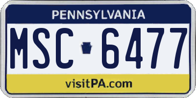 PA license plate MSC6477