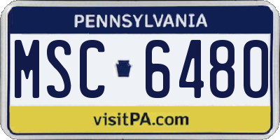 PA license plate MSC6480