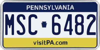 PA license plate MSC6482