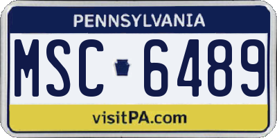 PA license plate MSC6489