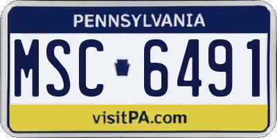 PA license plate MSC6491