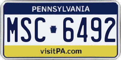 PA license plate MSC6492