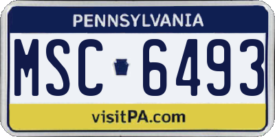 PA license plate MSC6493