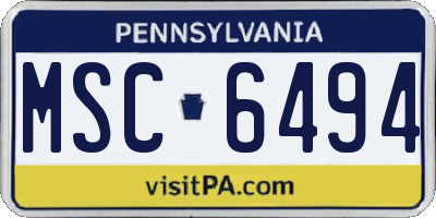 PA license plate MSC6494