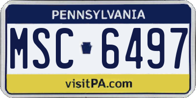 PA license plate MSC6497