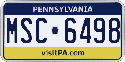 PA license plate MSC6498