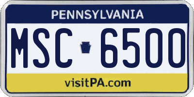 PA license plate MSC6500