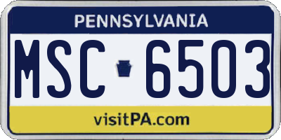 PA license plate MSC6503