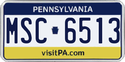 PA license plate MSC6513