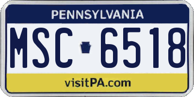 PA license plate MSC6518