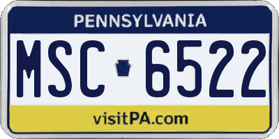 PA license plate MSC6522